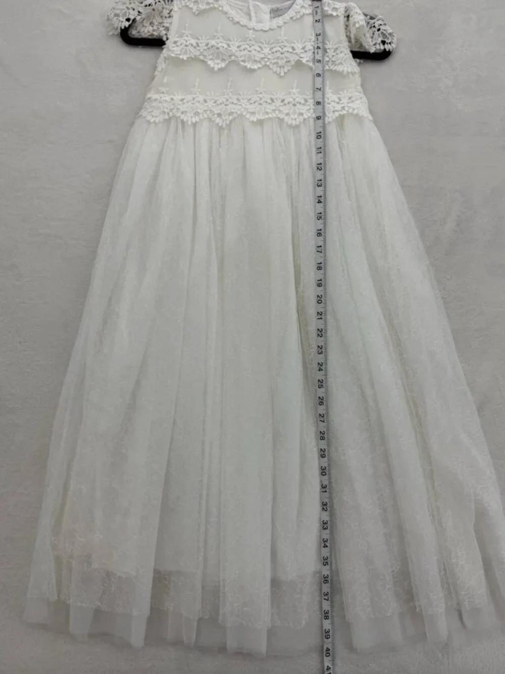 NWT Trish Scully KATRINA GOWN WHITE Size 14 LACE WEDDING Cap Sleeves
